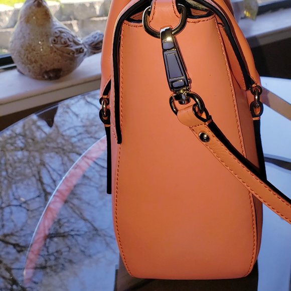 NEW KATE SPADE BOND STREET FLO CORAL PEACH 2 TONE SATCHEL HANDBAG CROSSBODY - Picture 5 of 13